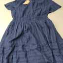 BTFBM Womens Summer 2025 Casual Midi Maxi Dresses Lightweight Short Sleeve V Neck Elastic Waist Boho Beach Dress Pockets Large Blue