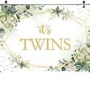 Mocsicka Greenery Twins Baby Shower Backdrop 7x5ft Eucalyptus Baby Shower Decorations Newborn Baby Party Background Photography Background