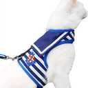 Cat Harness and Leash for Walking Escape Proof, Adjustable Cat Vest Harness, Padded Stylish Cat Walking Jackets, Sailor Suit Navy, XX-Large