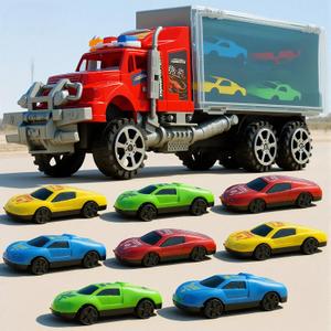 9 in 1 Car Toys for Kids 3-6, Truck with 8 Animal Toys, Birthday Gifts for 3 4 5+ Year Old Boy, Transport Carrier Truck for Toddlers 3-6 Years, Travel, Xmas Gift