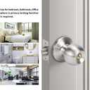 Door Knob with Lock, Exterior Door Knob for Bedroom/Bathroom or Office, Door Lock with Key for Right/Left Handed Doors (Satin Nickel)