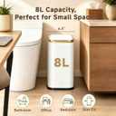 2.1 Gal Slim Bathroom Trash Can with Swing Lid, Rustproof Stainless Steel Small Garbage Can for Narrow Spaces & Toilet Side, Dog Proof Odor Control Waste Basket for Bedroom/Office, White
