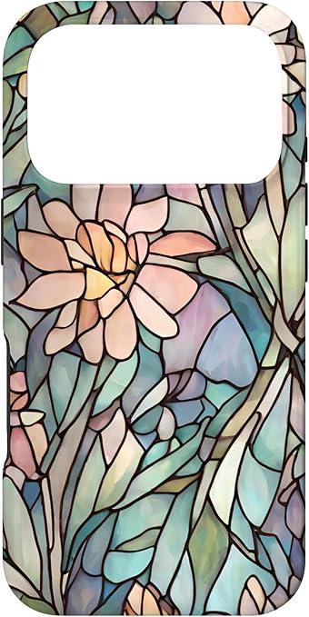 Jusy Compatible with MagSafe Lily Flower Case for iPhone 17 Pro, Aesthetic Stained Glass Floral Magnetic Phone Case, Soft TPU and Hard PC Protective Phone Cover for Women Girls (Shiny)  Lily