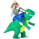 YEAHBEER Inflatable Dinosaur Costume for Kids, T-Rex Fancy Dress Halloween Blow up Costumes Kids Dinosaur Costume, Blow up T-Rex Funny Fancy Inflatable Costume for Halloween Dress (Green), S
