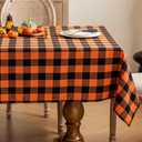 Joyfol Day Halloween Orange Buffalo Plaid Tablecloth - 55x86 Inch Rectangle Washable Checkered Table Cover, Fall & Thanksgiving Decor for Holiday Parties