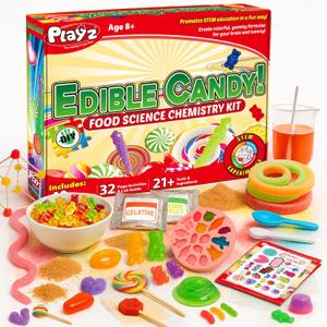 Playz Edible Candy Making Science Kit for Kids Ages 8-12 Years Old - Food Science Chemistry Kid Science Kit with 40 Experiments to Make Your Own Chocolates, Educational Science Kits for Boy & Girls