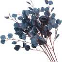 XZJMY 4 Pack Artificial Eucalyptus Stems Leaves 95cm Long Faux Eucalyptus Branches,Artificial Flowers Greenery for Home Decor Flower Arrangement Wedding Party Table Centerpiece (Navy Blue)