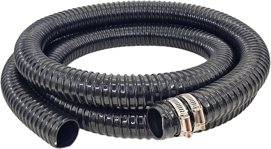 Corrugated Flexible Pond Tubing 1.5 Inch x 10 Feet with Clamps PVC Sump Pump Discharge Water Hose for Garden Ponds Waterfalls Camping Caravans Filters