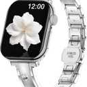 BAITEYOU Narrow Metal Band Compatible with Apple Watch Bands 38mm 40mm 41mm 42mm 44mm 45mm 46mm 49mm (Series 11 10 9 8 7 6 5 4 3 2 1 SE Ultra), Dressy Thin Stainless Steel iWatch Bands for Women