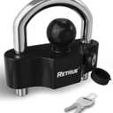 RETRUE Universal Coupler Lock Trailer Locks Ball Hitch Trailer Hitch Lock Adjustable Security Heavy-Duty Steel Fits 1-7/8 Inch, 2 Inch, 2-5/16 Inch Couplers Black & Silver