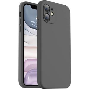 Vooii Compatible with iPhone 11 Case, Upgraded Liquid Silicone with [Flat Edges] [Camera Protection] [Soft Anti-Scratch Microfiber Lining] Phone Case for iPhone 11 6.1 inch - Dark Grey