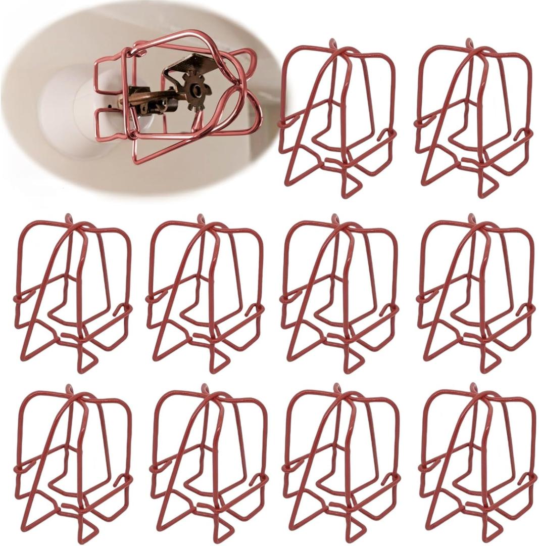 Happy Tree (10 Pack) 1/2" IPS Fire Sprinkler Head Guard Cover Red for Pendent & Upright & Horizontal Sidewall Head - Double Hook Fire Sprinkler Head Cover Cage