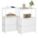 TUTOTAK Small Narrow End Table, Set of 2, Side Table, Nightstand with 2 Cloth Drawers, Couch Table, for Living Room, Bedroom, Bedside, White TB01BW054