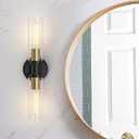 2 PCS Bathroom Light Fixtures 2-Light Black & Gold, Bathroom Vanity Lights Over Mirror, Wall Sconces, Industrial Lighting, Modern Brushed Brass Vanity Lighting Fixtures w/Glass Shades