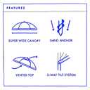 6.5ft folded Portable beach umbrella with sand anchor windproof, Push Button Tilt and Air vent UPF 50+ Protection Fits in a large Suitcase for Patio Garden Beach Pool Backyard, Warm color Stripe CA-1901