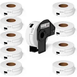 Suminey 10 Rolls Compatible Address Labels for Brother DK-11201/DK-1201, 1.1" x 3.5" Continuous Refillable Shipping Labels, High Adhesive & Smudge-Proof Replacement for Brother DK-11201 Cartridges