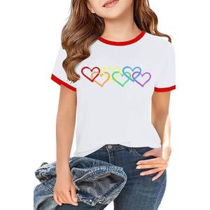 Pride Shirts Kids Rainbow Graphic Shirt Be You Letter Print T-Shirt LGBT Equality Tops Lesbian Casual Red Ringer Tee