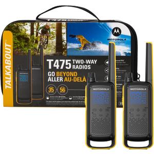 Motorola Solutions Talkabout T475 Extreme Two-Way Radio Black W/Yellow Rechargeable Two Pack