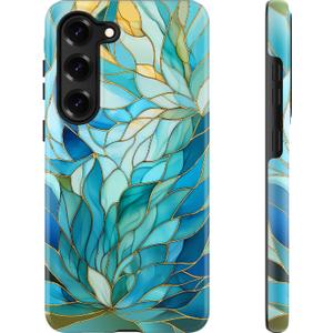 Esdot for Samsung Galaxy S23 Plus Case,Aesthetic Vintage Blue Leaves Wildflower Girly Shell,Compatible with Magsafe,Trendy Unique Retro Western Protective Slim Silicone Phone Cover for Women Girls