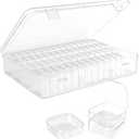 Portable Bead Organizer, 60Pcs Small Clear Storage Boxes with Hinged Lid and Large Craft Case with Handle, Mini Plastic Containers for Jewelry Making Diamonds Arts Screws Seeds Small Parts