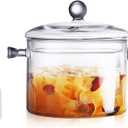 Clear Glass Simmer Pot for Stove Potpourri Cooking Saucepan with Cover Cookware Set Heat-Resistant Stovetop Pot And Pan with Lid, Soup, Milk, Baby Food,Fruit and Spices 1.5L/ 50 FL OZ (1.6 Quarts)