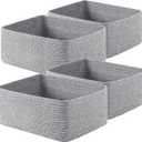 OIAHOMY 4 Pack 14.17 * 11.02 * 6.3IN Storage Baskets for Organizing Shelves, Woven Rope Baskets for Organizing Books, Clothes, Decorative Basket for Living Room, Nursery, Bedroom, Gift Basket, Grey