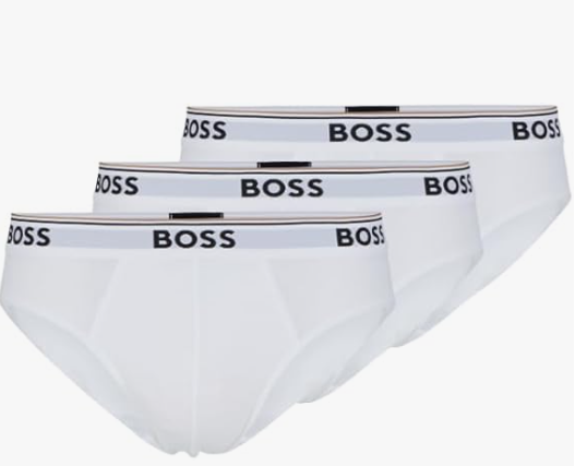 BOSS Mens 3-Pack Bold Logo Hipster Briefs L