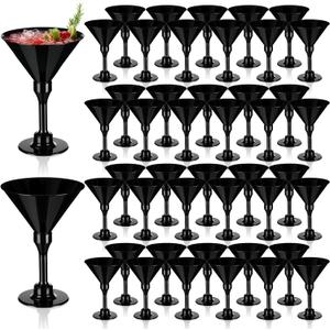 Domensi 40 Pack Black Martini Glasses Bulk Plastic Disposable Champagne Glasses 5 oz Plastic Mimosa Cups Wedding Cocktail Cups for Engagement Birthday 2026 Party Supplies (5.51 x 3.74 Inch)