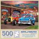 Bits and Pieces 500 Piece Puzzles for Adults - Large 18" x 24" Jigsaw Puzzles 500 Pieces Classic Cars Hot Rods, Random Die Cut, No 2 Pieces Alike, Hot Rod Sunset