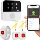 PILSAMAS WiFi Caregiver Pager Smart Call System  Display Caller ID & App Alerts, No Monthly Fee, IP65 Waterproof Wristband + 2 Call Buttons, Emergency Alert Button for Elderly at Home & Nursing Care