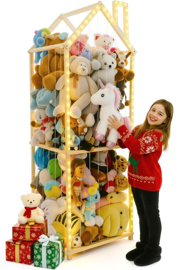 PUTSKA Extra Large Stuffed Animal Storage Zoo - Wooden Stuffed Animal Holder and Organizer, Stuffy & Plushies Storage, Space-Saving Plush Toy Holder for Nursery, Playroom or Kids Room