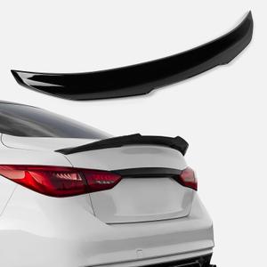 Rear Spoiler Fit for 2014-2024 Infiniti Q50/ Q50S/ 2.0t/ 3.0t/ Luxe/Premium 4-Door Sedan, PSM Style Duckbill Tail Trunk Lip Wing Sporty Appearance Glossy Black