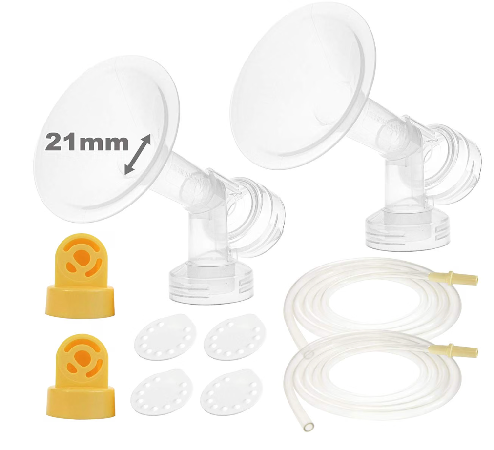 Nenesupply Pump Parts with 21mm Flanges Compatible with Medela Pump in Style Parts Accessories Breast Pump Not Original Medela Pump Parts Incl. 21mm Flange Breastshield Connector Valve Membrane Tubing