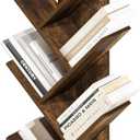 Furinno Tree Book Shelf, 7-Tier Bookshelf with Angled Open Shelf, Tree Bookcase for Room Decor, 8.4 x 15.7 x 39.4, for Organization and Storage, for Living Room, Bedroom, Home Office, Amber Pine