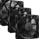 CORSAIR RS120 120mm PWM Fans  Daisy-Chain Connection  Low-Noise  Magnetic Dome Bearing  Triple Pack  Black (3 x 120mm)