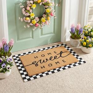 Tinideya 2 Pcs Door Mat Welcome Non Slip Coir Mats Floor Layering Doormats Seasonal for Front Porch Entryway Decor(Home Sweet) (23.6 x 35.4 Inches, Black White and Brown)