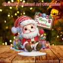 MEIYUDA Christmas Santa Claus Diamond Art Tabletop Kits, Marry Christmas Diamond Art Painting Desktop Kits for Adult, DIY Special Shaped Crystal Desk Placement Ornament for Home Office Decor
