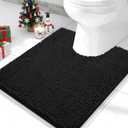 Smiry Luxury Chenille Toilet Rugs U-Shaped 24x20, Soft Absorbent Non-Slip Contour Bathroom Rugs for Toilet, Machine Washable Contoured Bath Mats, Black