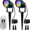 SUNVIE 12W RGB Low Voltage Color Changing Landscape Lights Remote Control Waterproof LED Landscape Lighting for Yard Garden Pathway Holiday Christmas Decorations Outdoor Indoor, 2 Pack with Connector