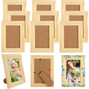 12PCS Wooden Picture Frame for Crafts 4x6 Wooden Frame Unfinished Wood Frames Bulk Solid Wood Picture Frames Wood Frames for Photos Postcard Photo Frames Displays