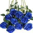 Flojery 10pcs Royal Blue Silk Roses Artificial Rose Flowers Long Stem for DIY Wedding Bouquet Table Centerpiece Home Decor (Royal Blue)