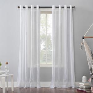 No. 918 Erica Crushed Sheer Voile Grommet Curtain Panel 84.00" x 51.00" (White)