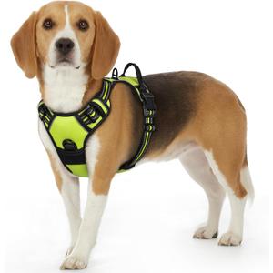 Eagloo Dog Harness Small Sized Dog, No Pull Service Vest with Reflective Strips and Control Handle, Adjustable and Comfortable for Walking, No Choke Pet Harness with 2 Metal Rings, Green, S