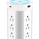 ANNQUAN 4" Pop Up Receptacle Countertop Outlet,75W Power Delivery,Total 90W Pop Up Outlet with 15W Wireless Charger,12 Outlets,4 USB,1200J (White)