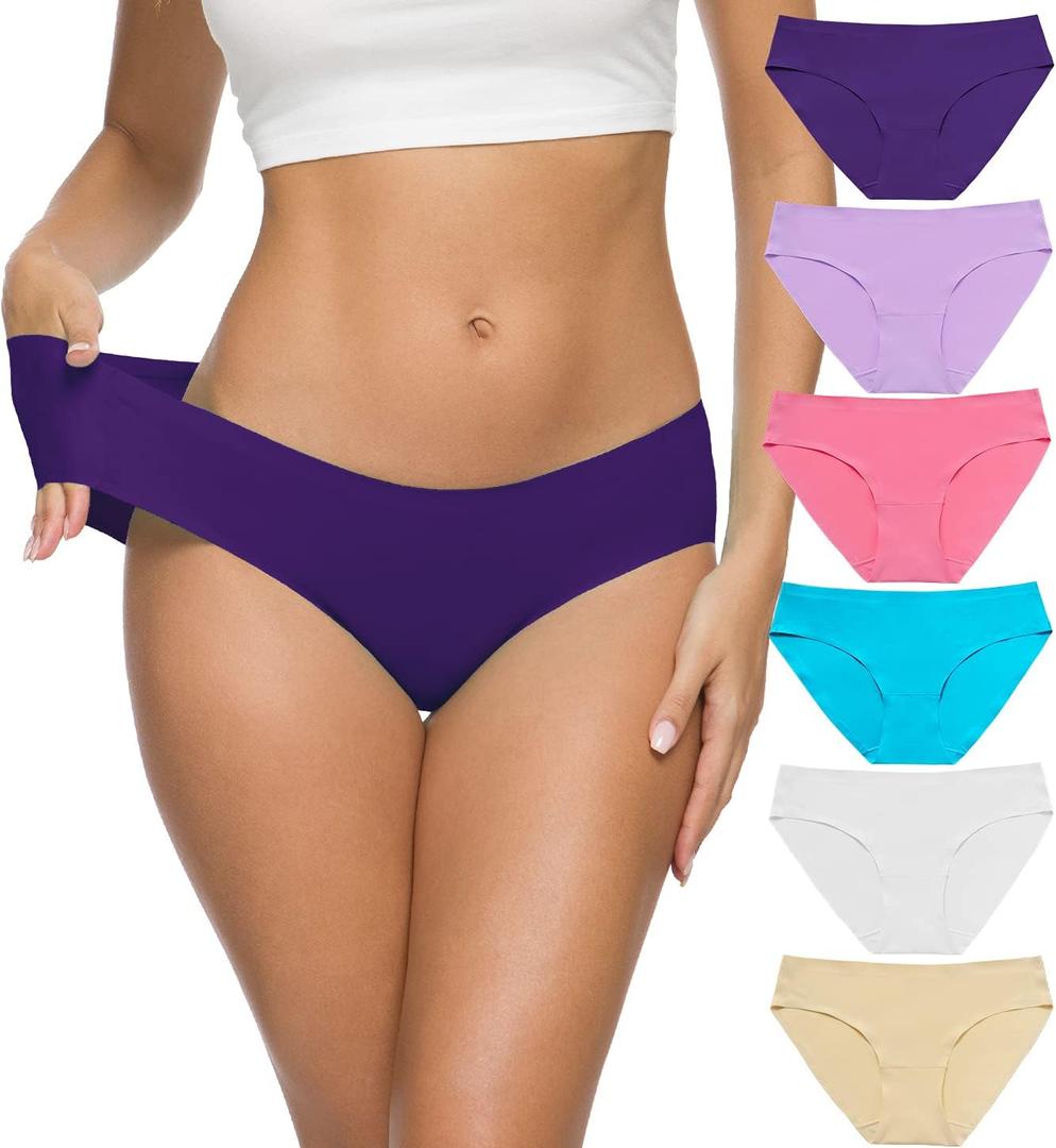 ALTHEANRAY Womens Seamless Hipster Underwear No Show Panties Soft Stretch Bikini Underwears Multi-Pack (Medium, Color10)