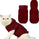 PUPTECK Winter Dog Cat Sweater Coat - Soft Cold Weather Clothes Knitwear for Kitties & Small Dogs Indoor Outdoor Walking Warm, Knitted Classic for Doggies Kitties Girls Boys, Dark Red S (S: Chest 12in, Back 11.5in)