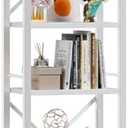Furologee White Tall Bookshelf, Narrow Bookcase with 6 Shelves, Modern Freestanding Shelf Units, Metal and Wood Display Storage Corner Rack Organizer for Living Room, Home Office, Hallway, Bathroom