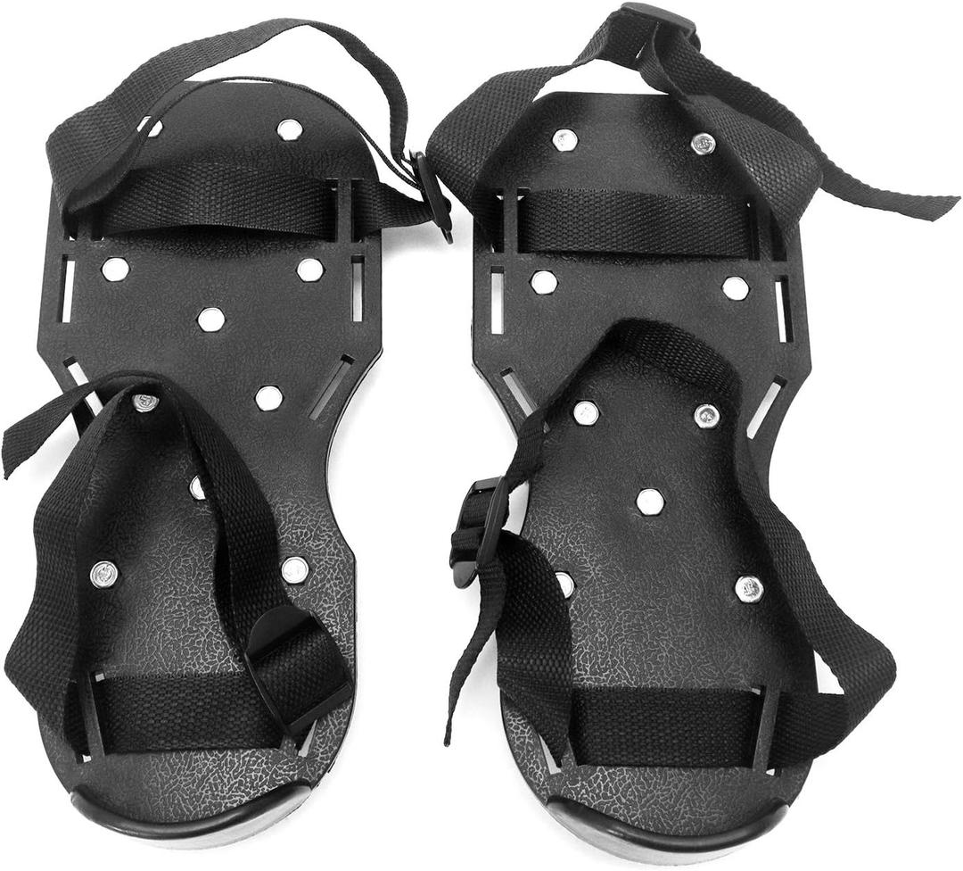 QWORK Gunite Spiked Shoes With 3/4 Short Spikes Perfect For Epoxy Floor, Overlays, Cover Installation, Green Color (Pair) (black)