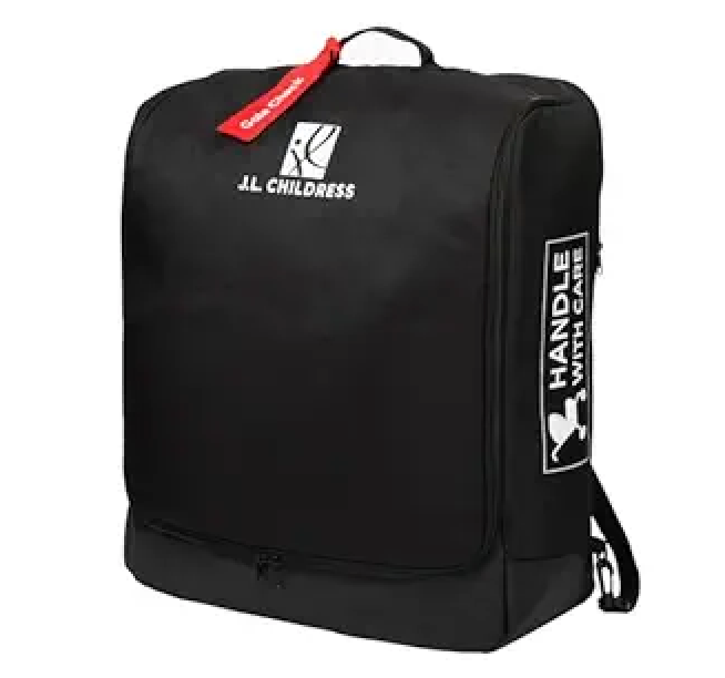 J.L. Childress Padded Compact Travel Stroller Bag for Airplane  Fits Most CompactFold Single Baby Strollers, AirTag Compatible, Black, Expands from 21"W x 23"H x 7"D to 21"W x 23"H x 11"D