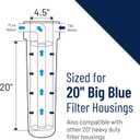 Pentair Pentek 150233 Big Blue Filter Housing, 1" NPT #20 Whole House Heavy Duty Water Filter Housing with High-Flow Polypropylene (HFPP) Cap and Pressure Relief Button, 20-Inch, Black/Blue